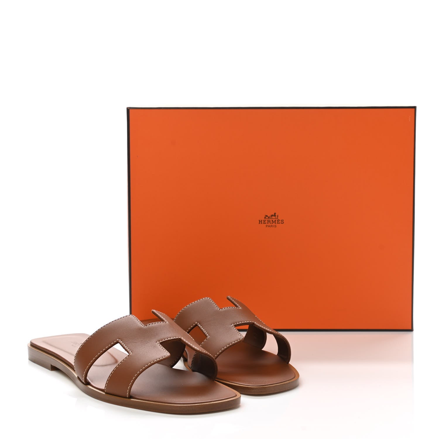 Hermes Box Calfskin Oran Sandals 39 Gold 9 of 9