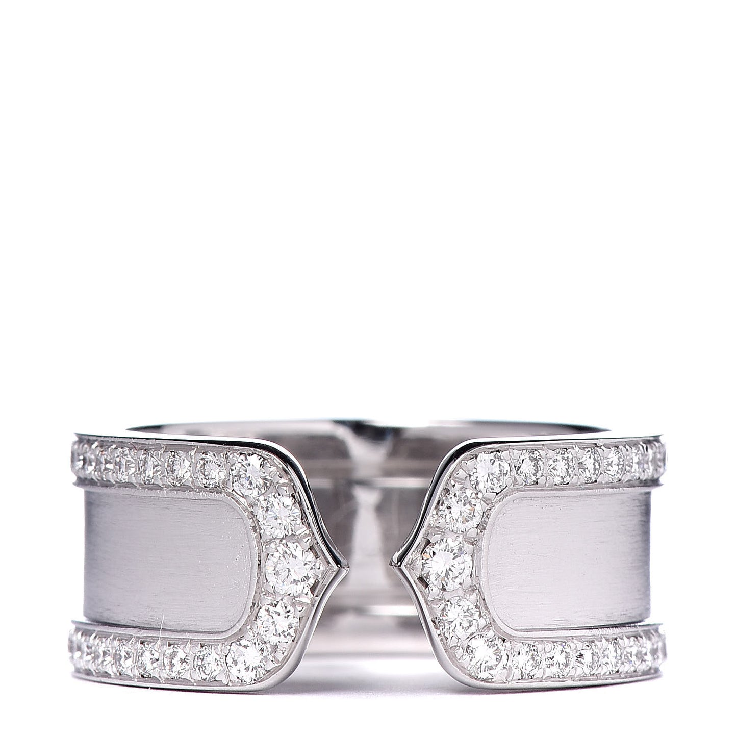 18K White Gold Diamond Logo De Cartier Paved Ring 51 5.75