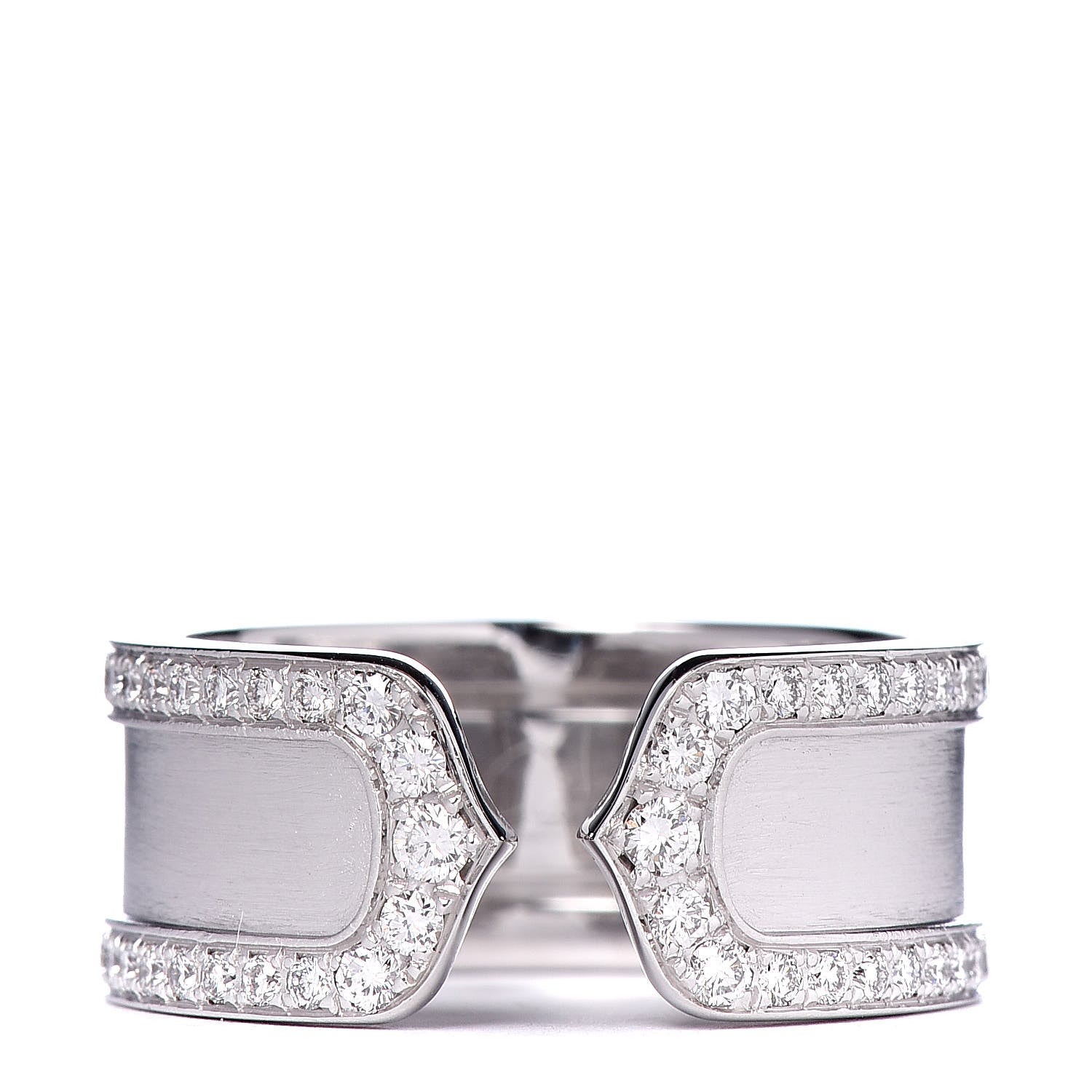 Cartier 18K White Gold Diamond Logo De Cartier Paved Ring 51 5.75 1 of 5