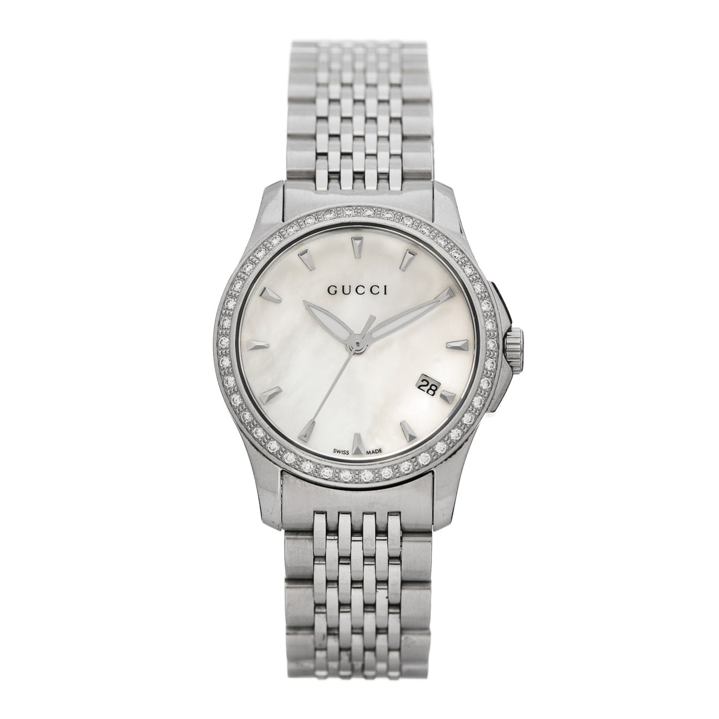 Stainless Steel Diamond Bezel Mother of Pearl 27mm G-Timeless Quartz Watch