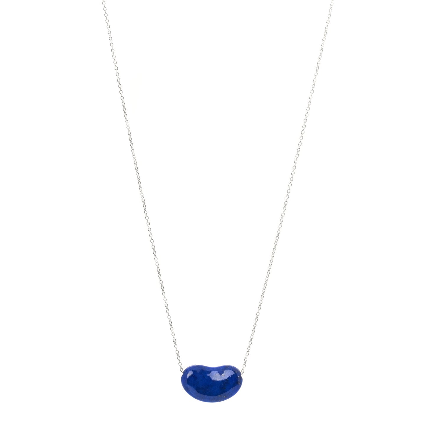 Sterling Silver Lapis Lazuli 19mm Elsa Peretti Bean Pendant Necklace