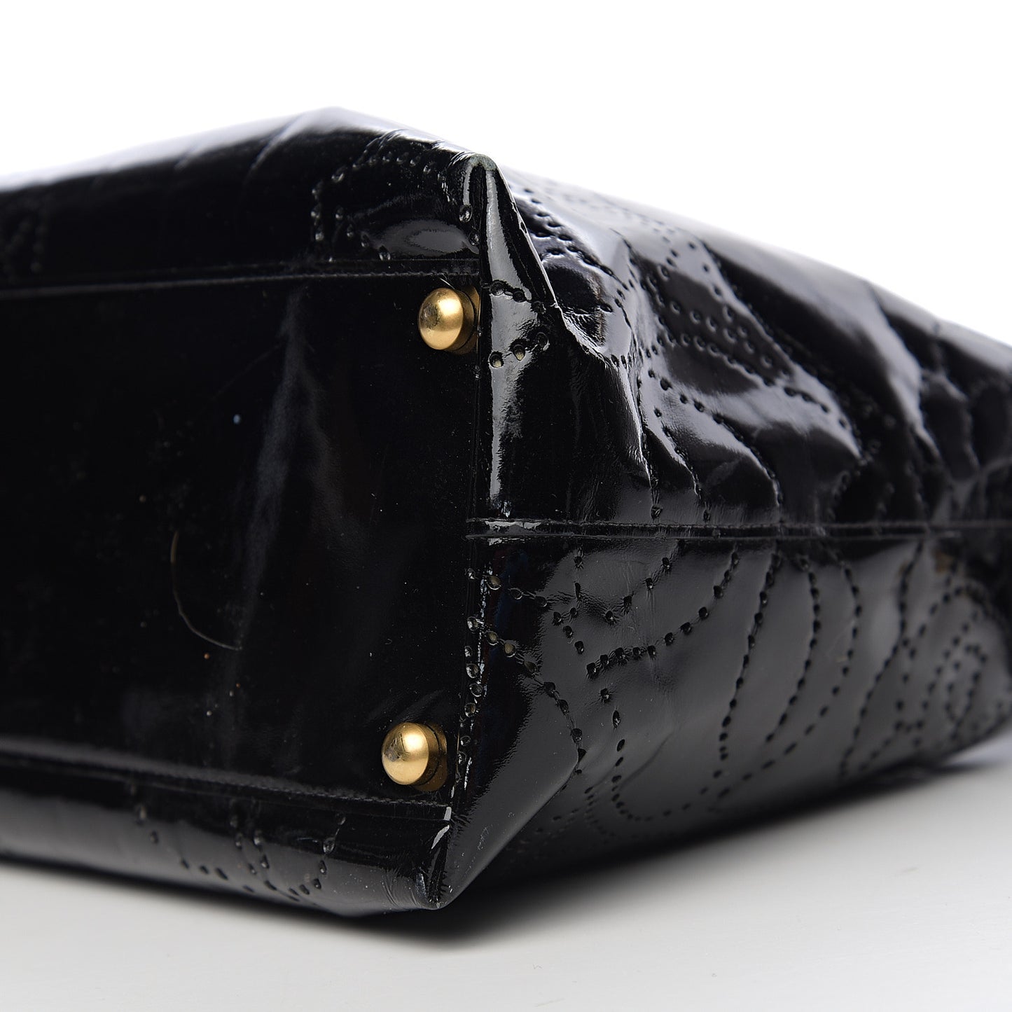 Patent Perforated Camelia Hobo Black