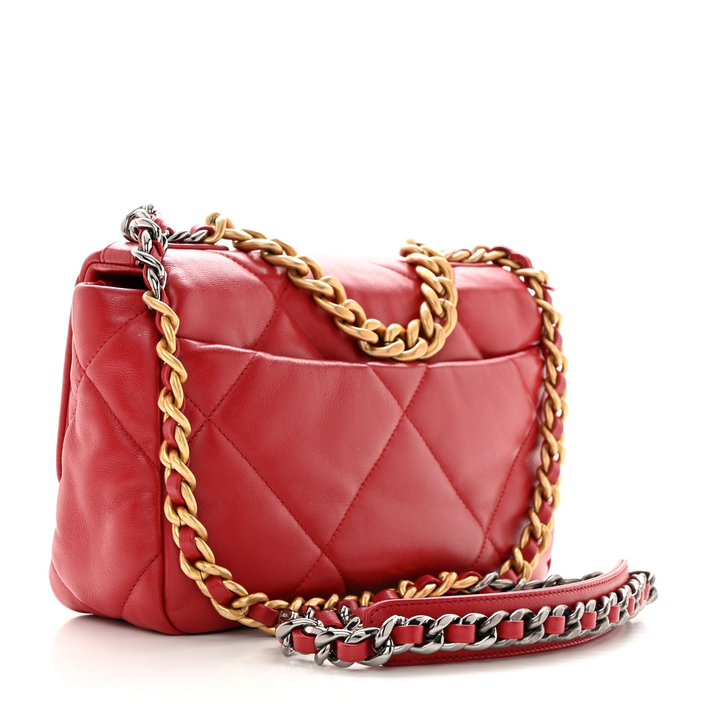 Goatskin Quilted Medium Chanel 19 Flap Red