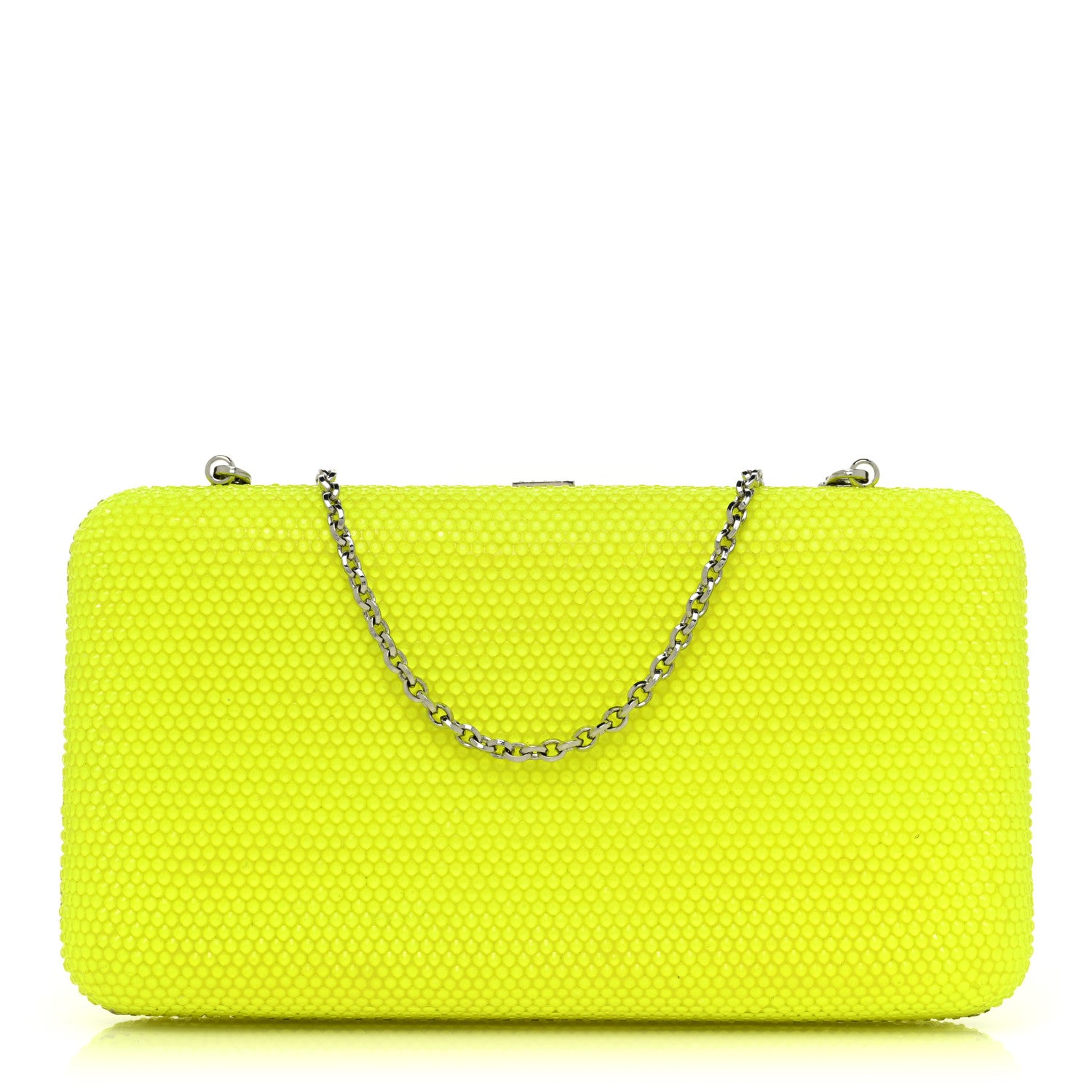Judith Leiber Beaded Smooth Rectangle Clutch Neon Green 1 of 7