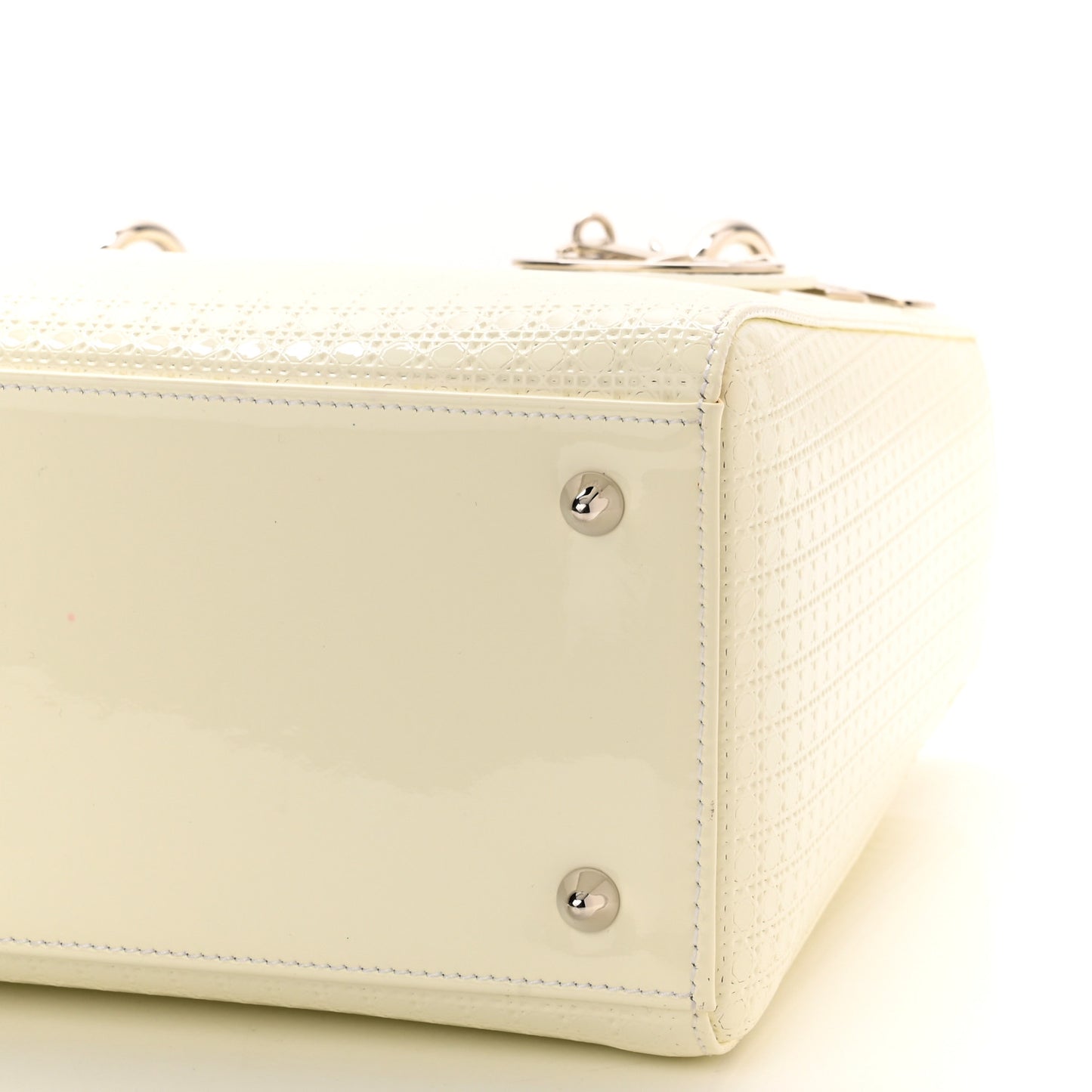 Patent Micro-Cannage Medium Lady Dior White