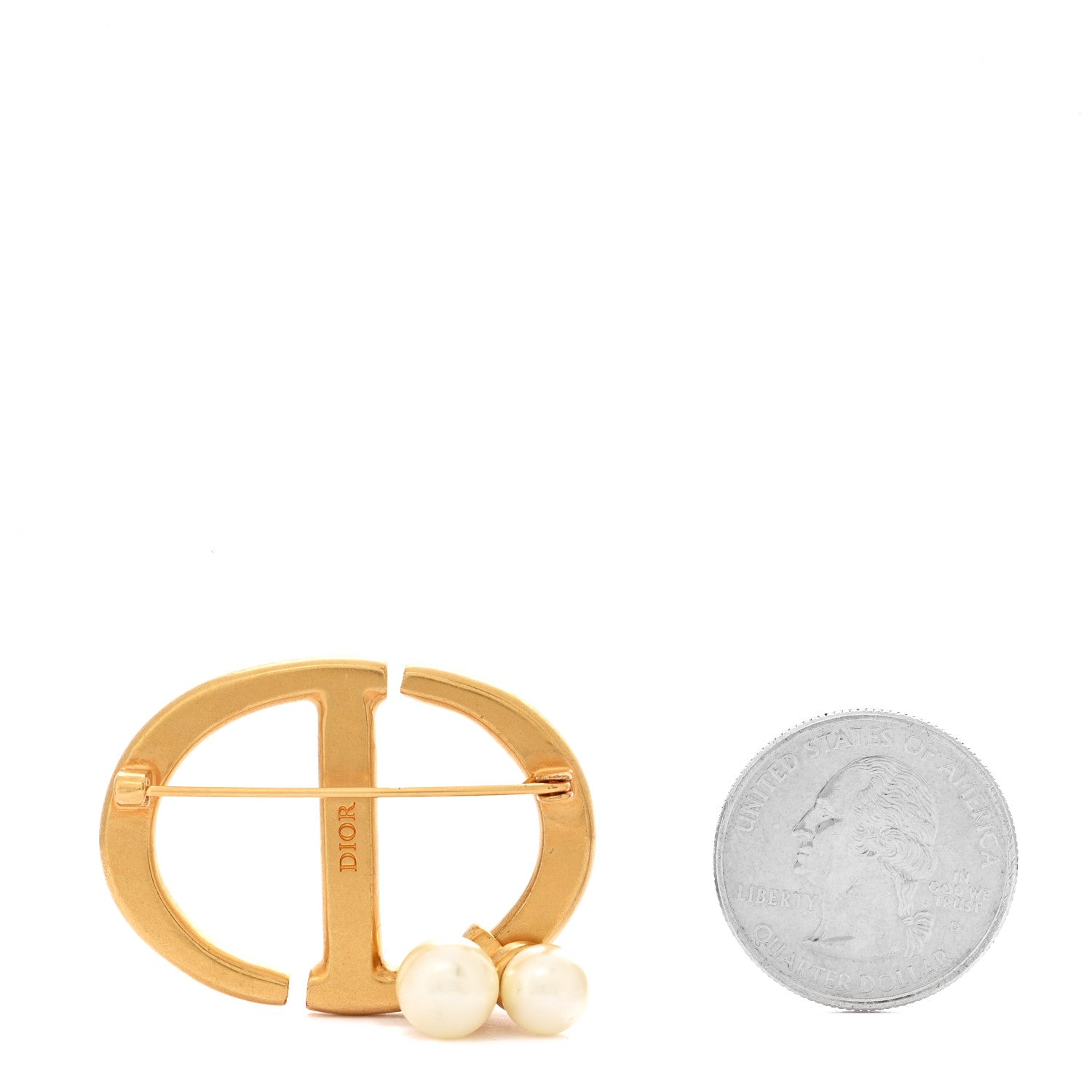 Christian Dior Pearl CD Logo Brooch Gold 2 of 4