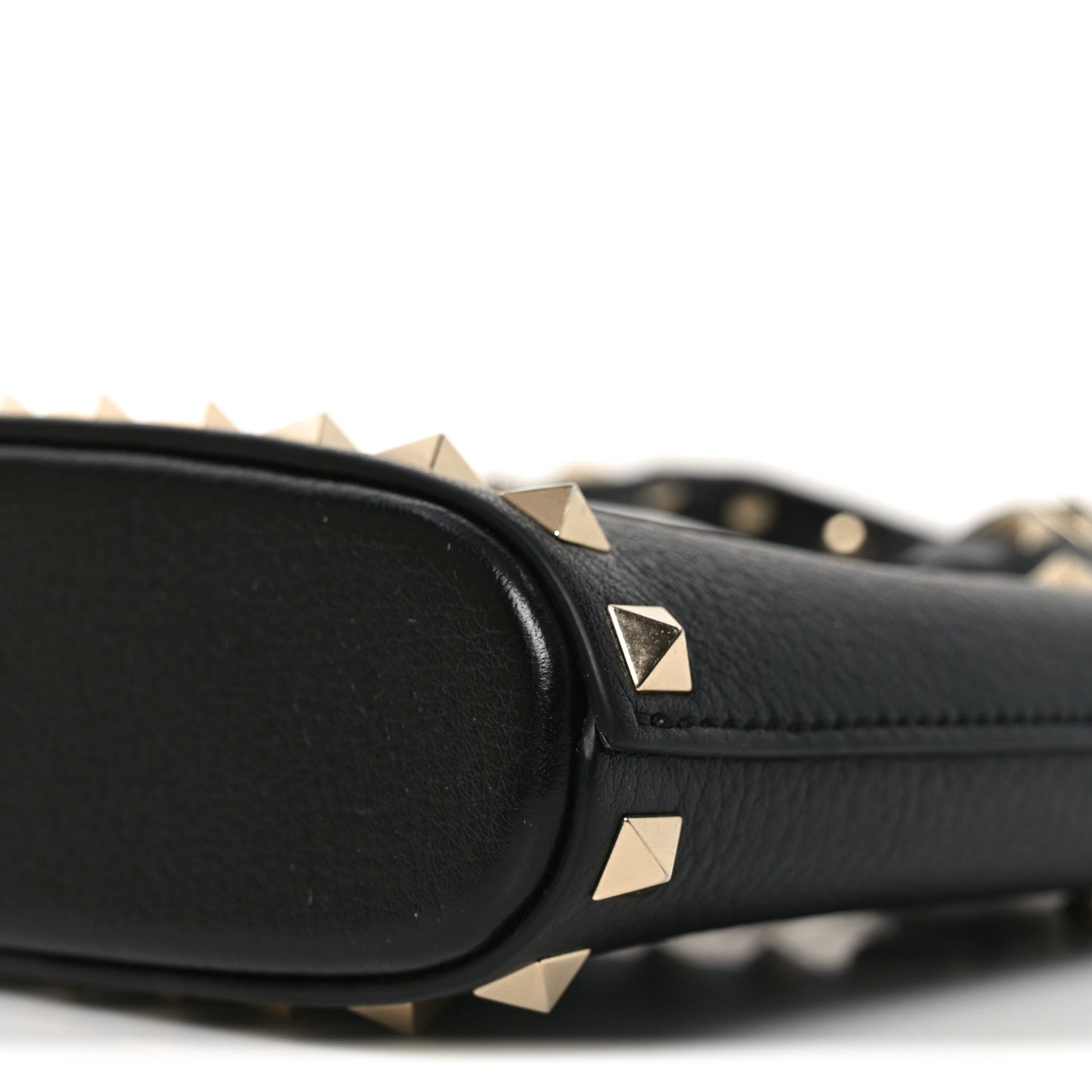 Valentino Garavani Grainy Calfskin Mini Rockstud Shopping Bag Black 8 of 9