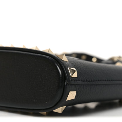 Valentino Garavani Grainy Calfskin Mini Rockstud Shopping Bag Black 8 of 9