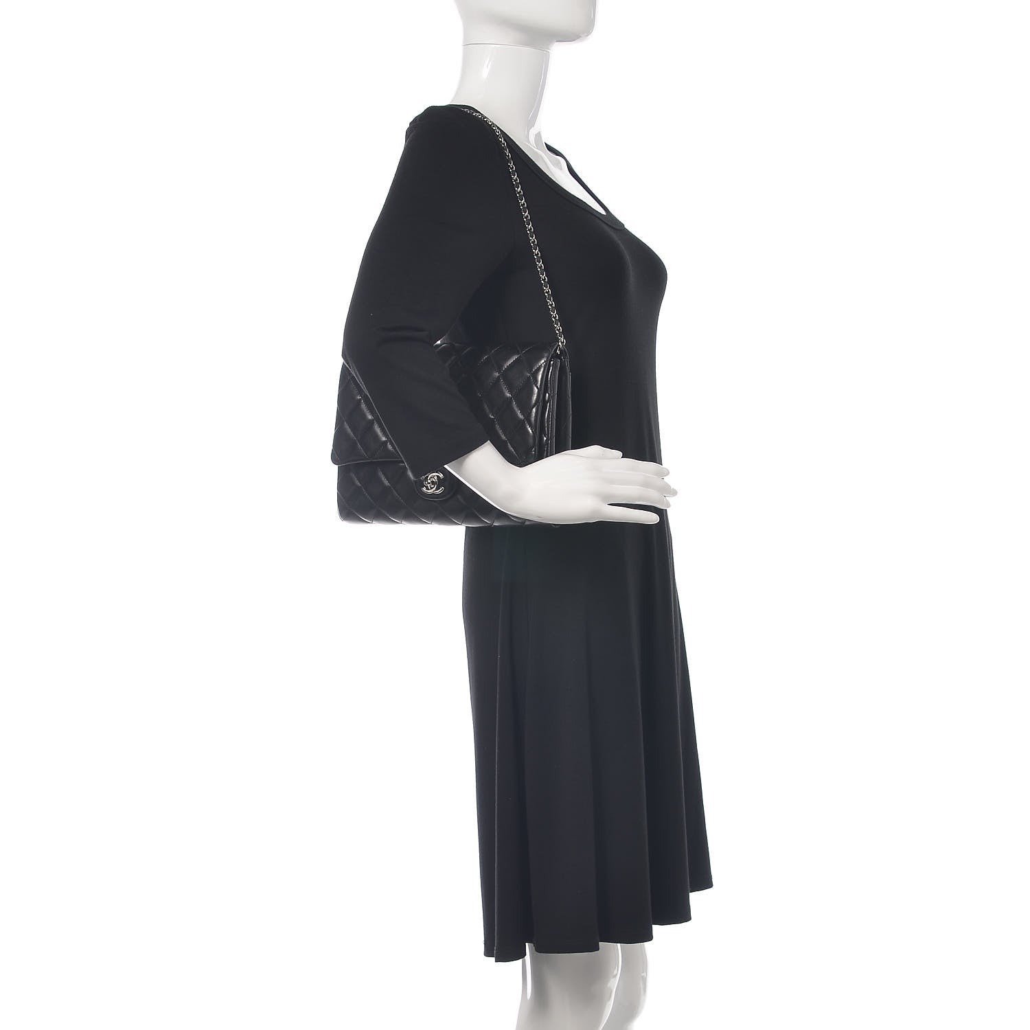 Chanel Lambskin Quilted Clutch With Chain Flap Black 2 of 14