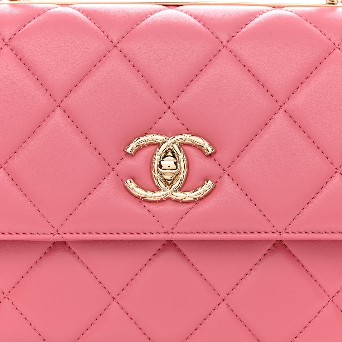 Lambskin Quilted Small Trendy CC Flap Dual Handle Bag Dark Pink