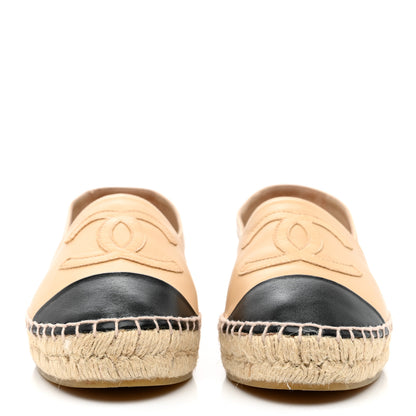Chanel Lambskin CC Espadrilles 36 Beige Black 2 of 10
