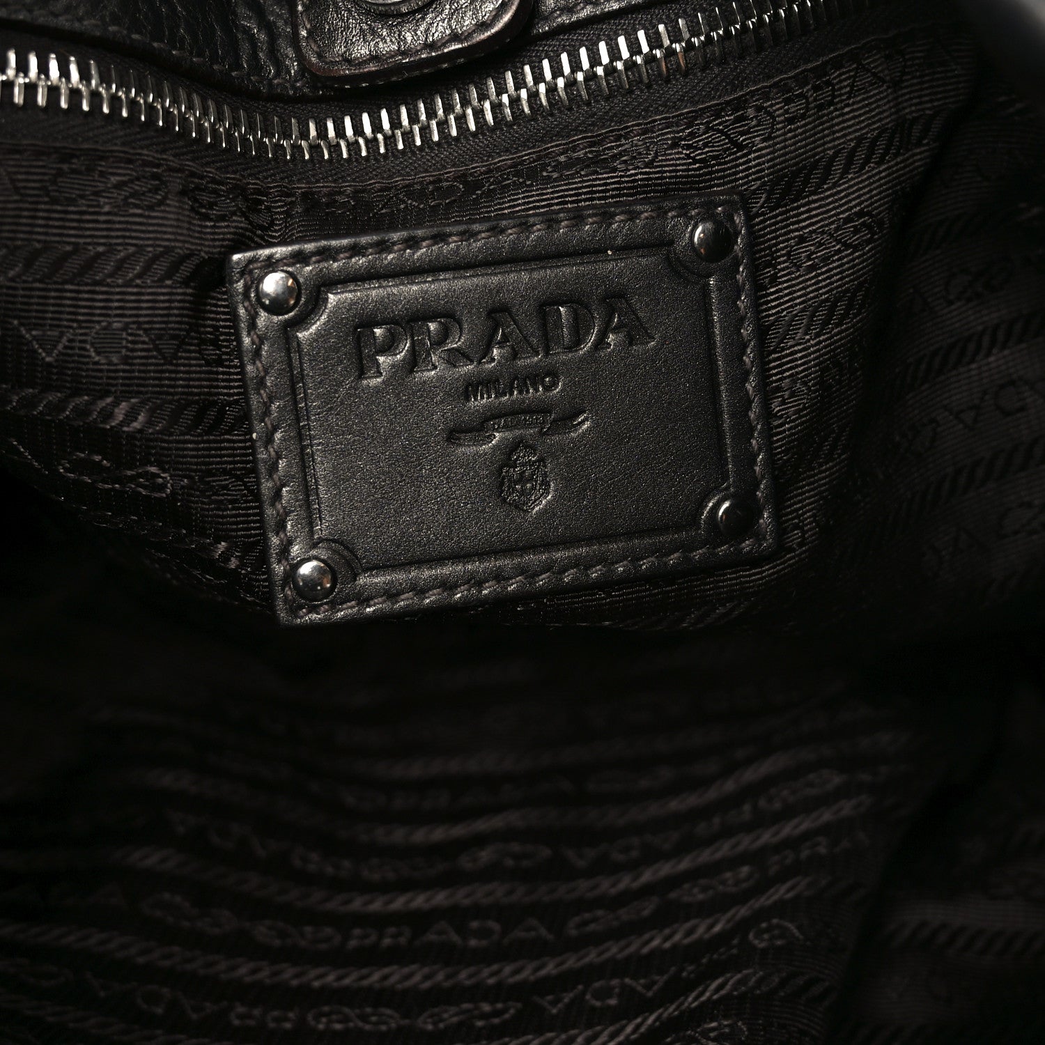 Prada Royal Calf Pleated Hobo Grafite Mordore 6 of 9