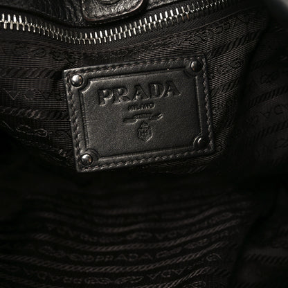 Prada Royal Calf Pleated Hobo Grafite Mordore 6 of 9