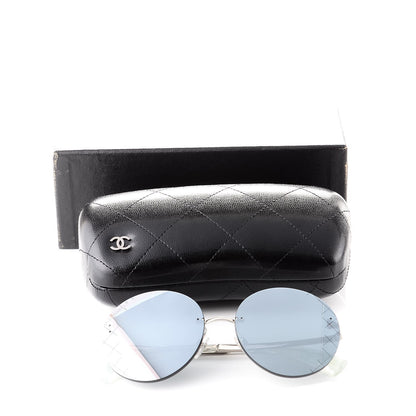 Chanel Metal Rimless Round Sunglasses 4216 Silver 9 of 9