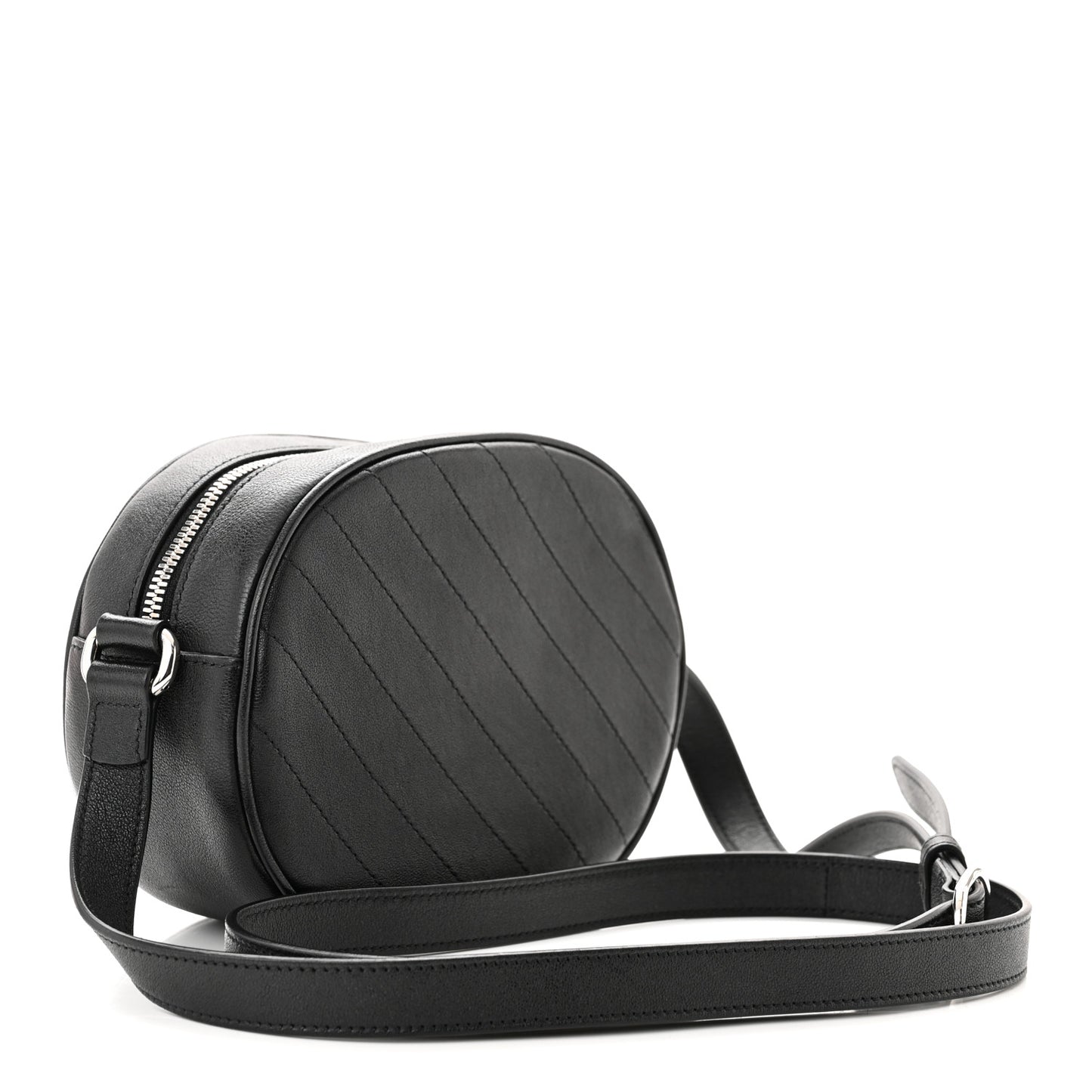 Sakai Be Green Calfskin Diagonal Stitched Mini Blondie Shoulder Bag Black