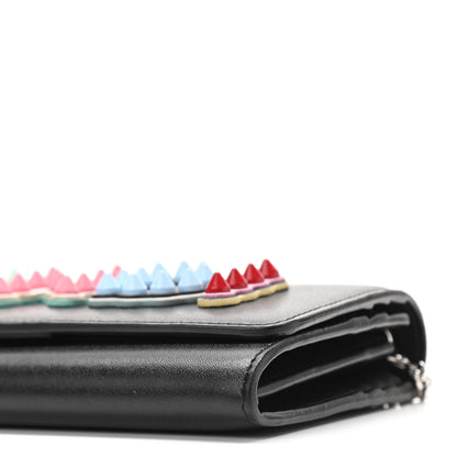Fendi Vitello Liberty Fun Fair Studded Continental Wallet On Chain Black Multicolor 9 of 10