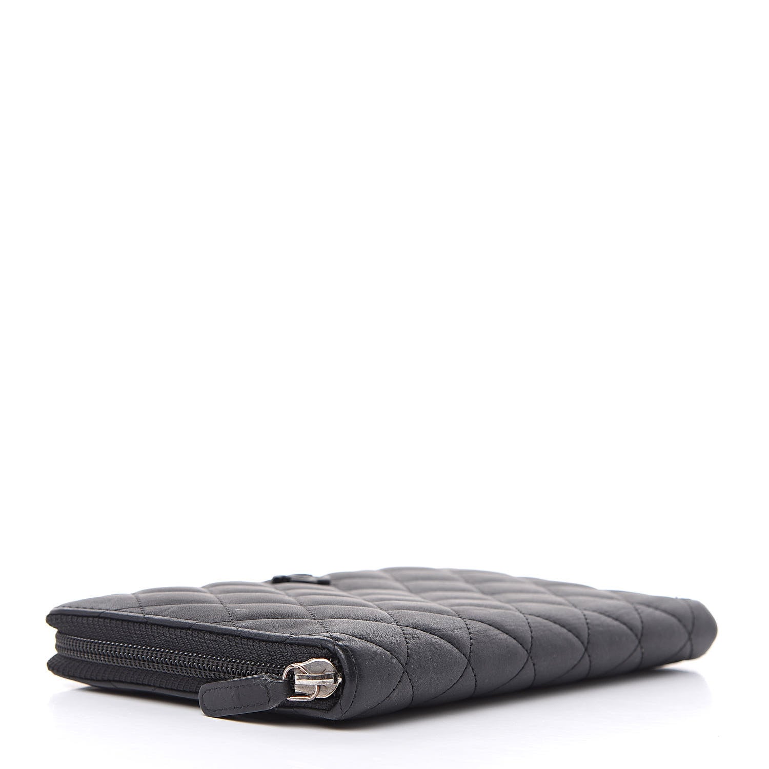 Chanel Calfskin Quilted Large Zip Around Organizer Wallet Black 4 of 14