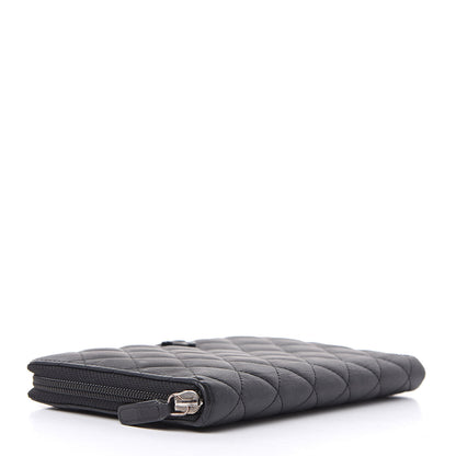 Chanel Calfskin Quilted Large Zip Around Organizer Wallet Black 4 of 14