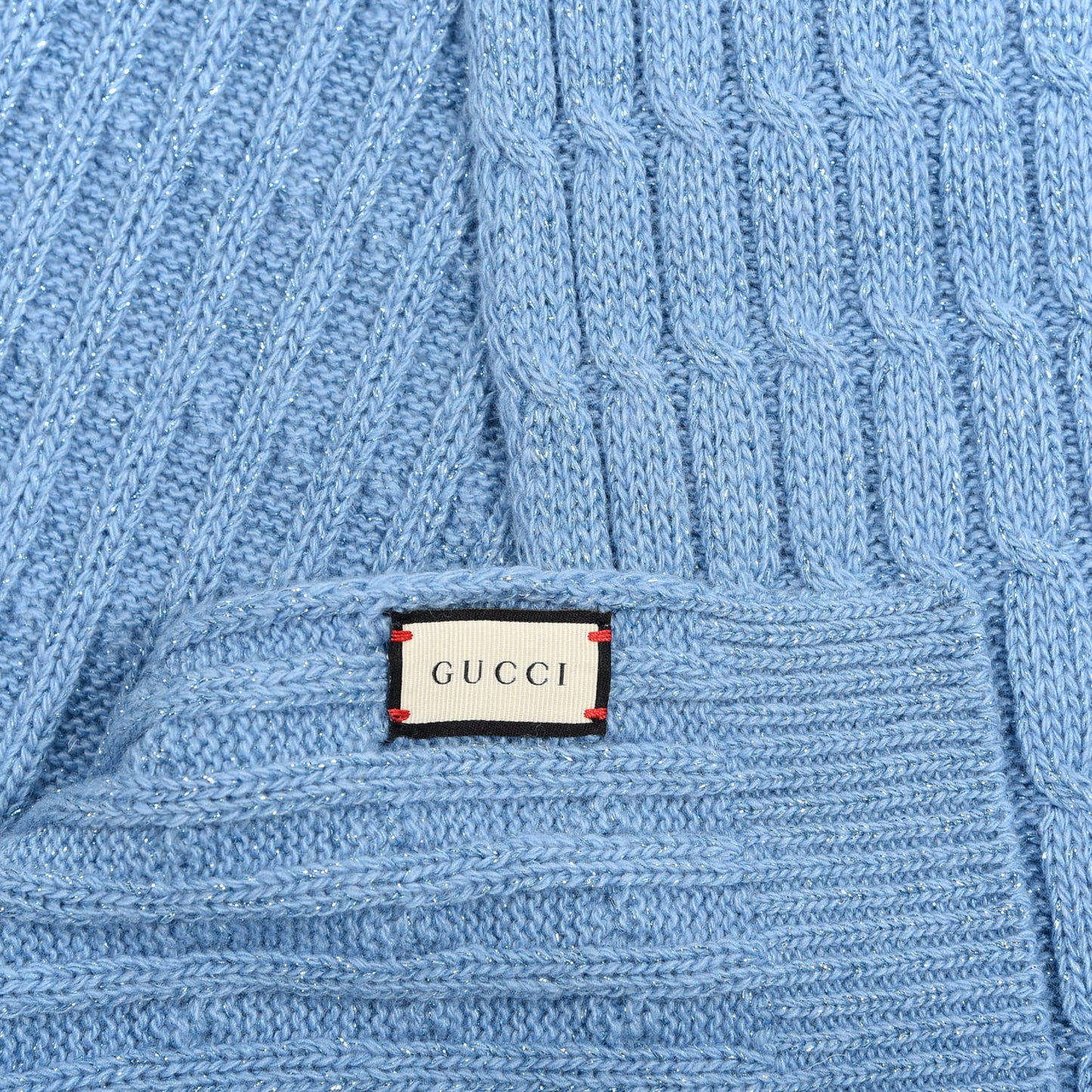 Wool Knit Shine Reg Scarf Bluette Sky Blue