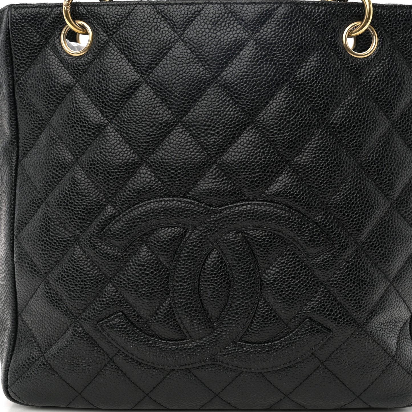 Caviar Quilted Petit Shopping Tote PST Black