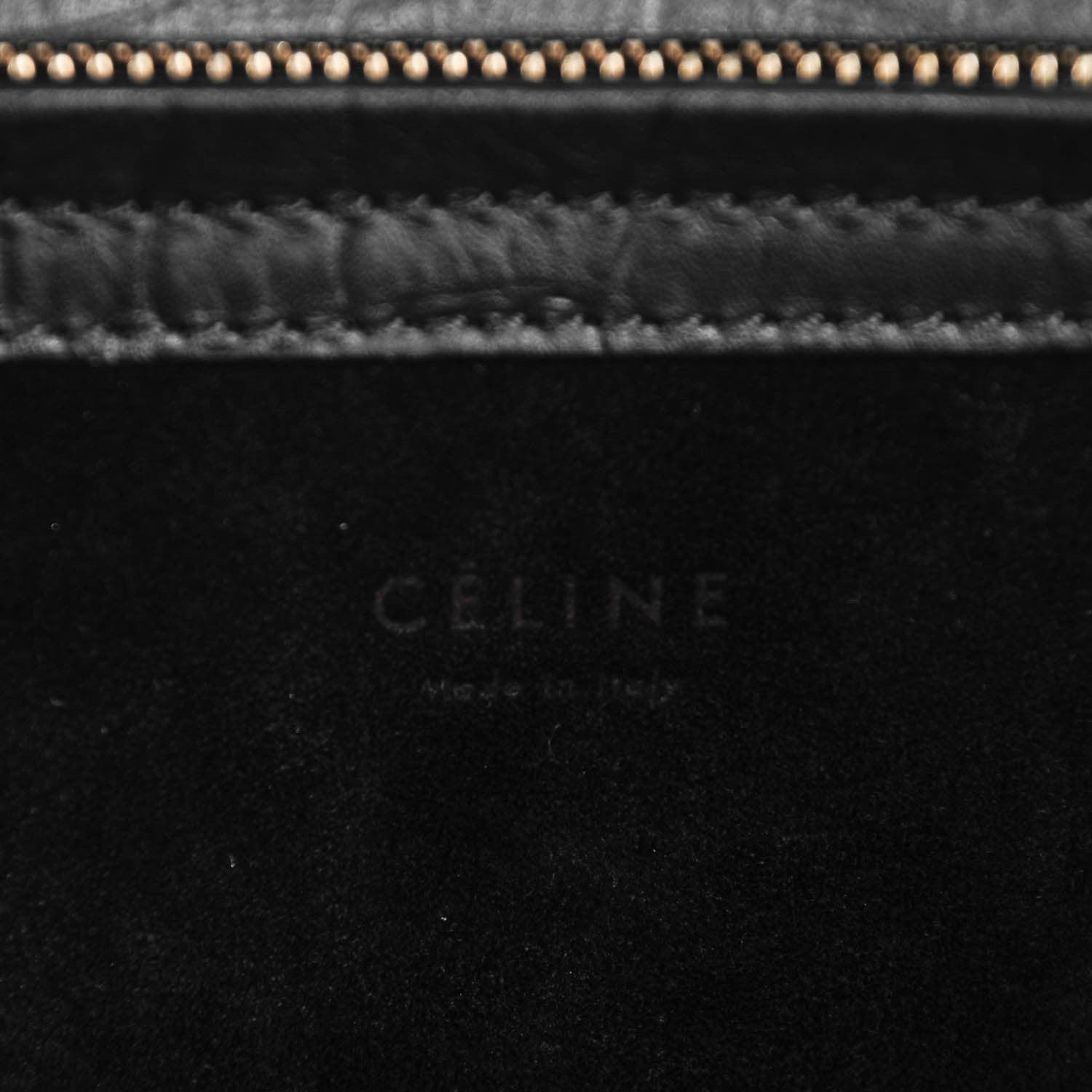 Celine Crocodile Embossed Calfskin Medium Phantom Luggage Black 6 of 7