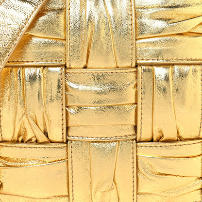 Bottega Veneta Metallic Calfskin Intreccio Plisse Cassette Crossbody Bag Gold 7 of 10