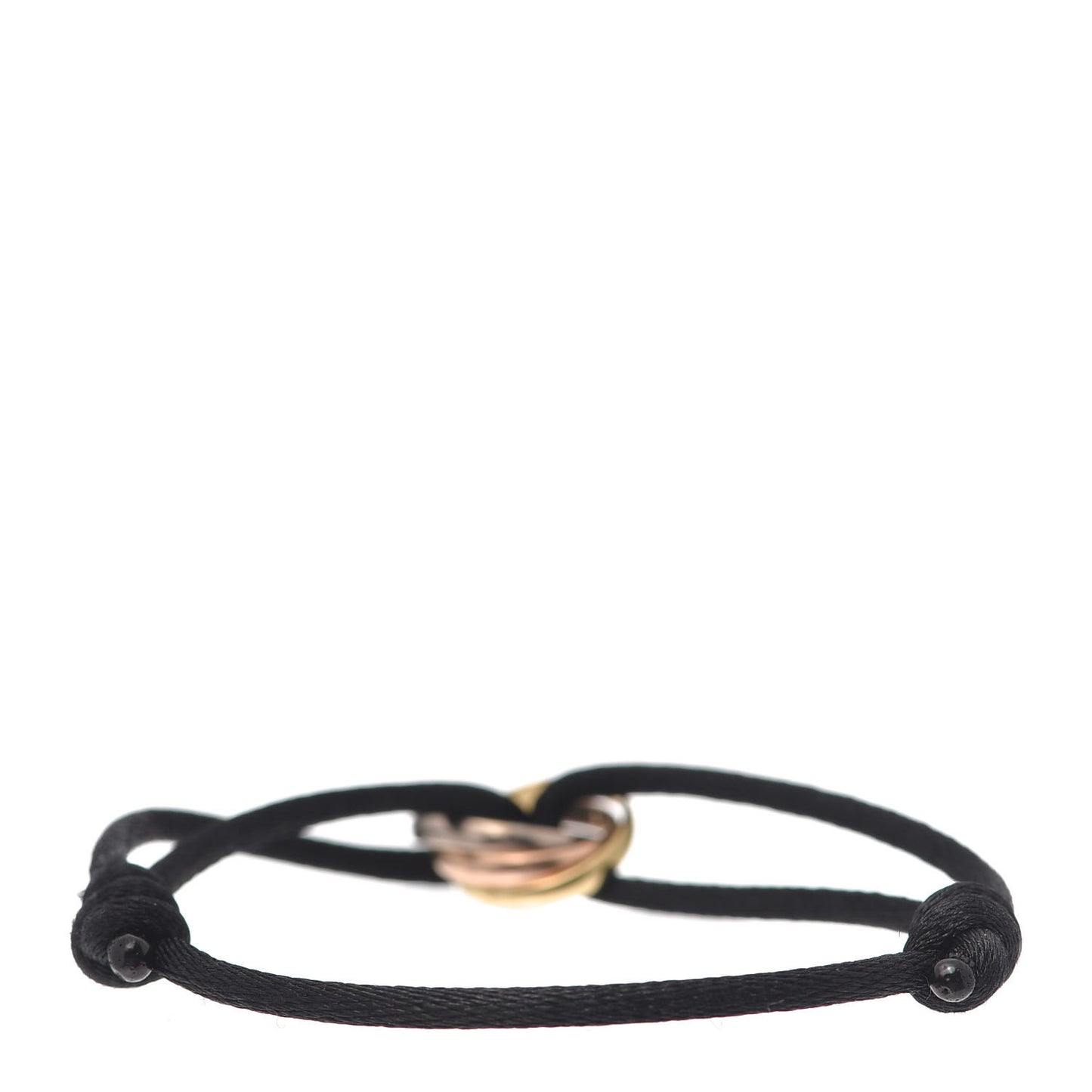 18K Pink Yellow White Gold Trinity Adjustable Cord Bracelet Black