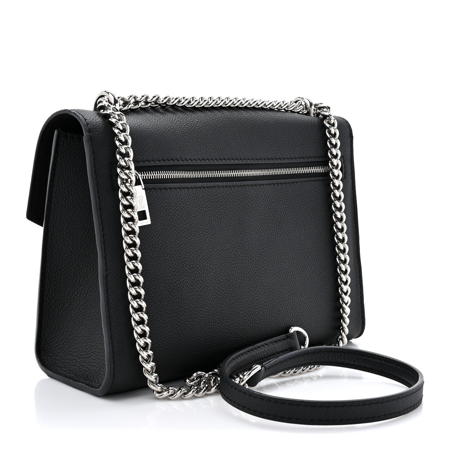 Louis Vuitton Soft Calfskin Mylockme Chain Bag BB Black 3 of 9