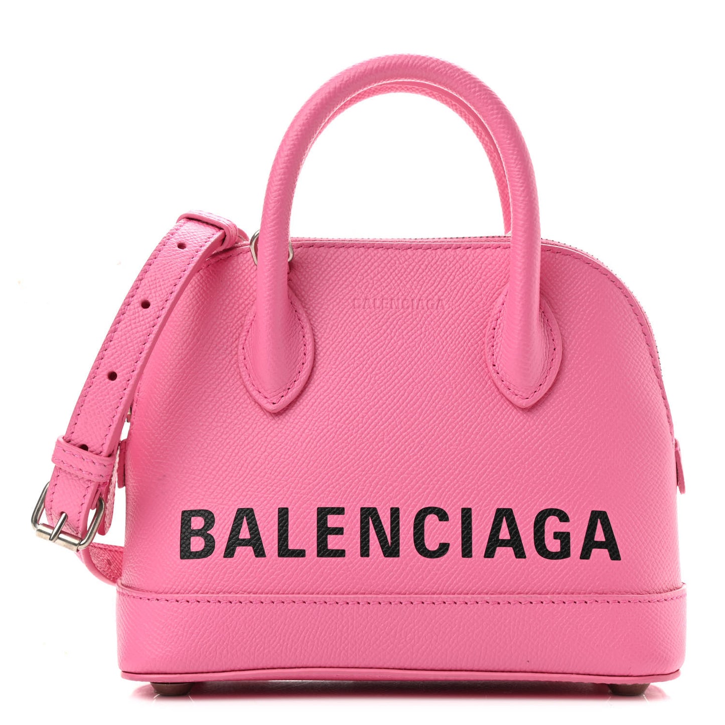 Signature Grained Calfskin Logo XXS Ville Top Handle Bag Rose Bubblegum Black