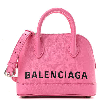 Balenciaga Signature Grained Calfskin Logo XXS Ville Top Handle Bag Rose Bubblegum Black 1 of 10