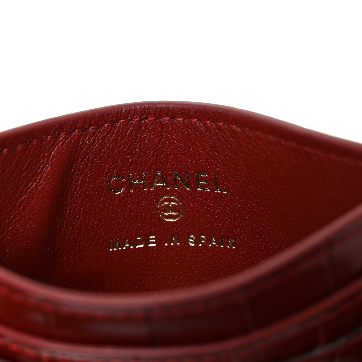 Chanel Calfskin Crocodile Embossed Crococo Card Holder Burgundy 6 of 8