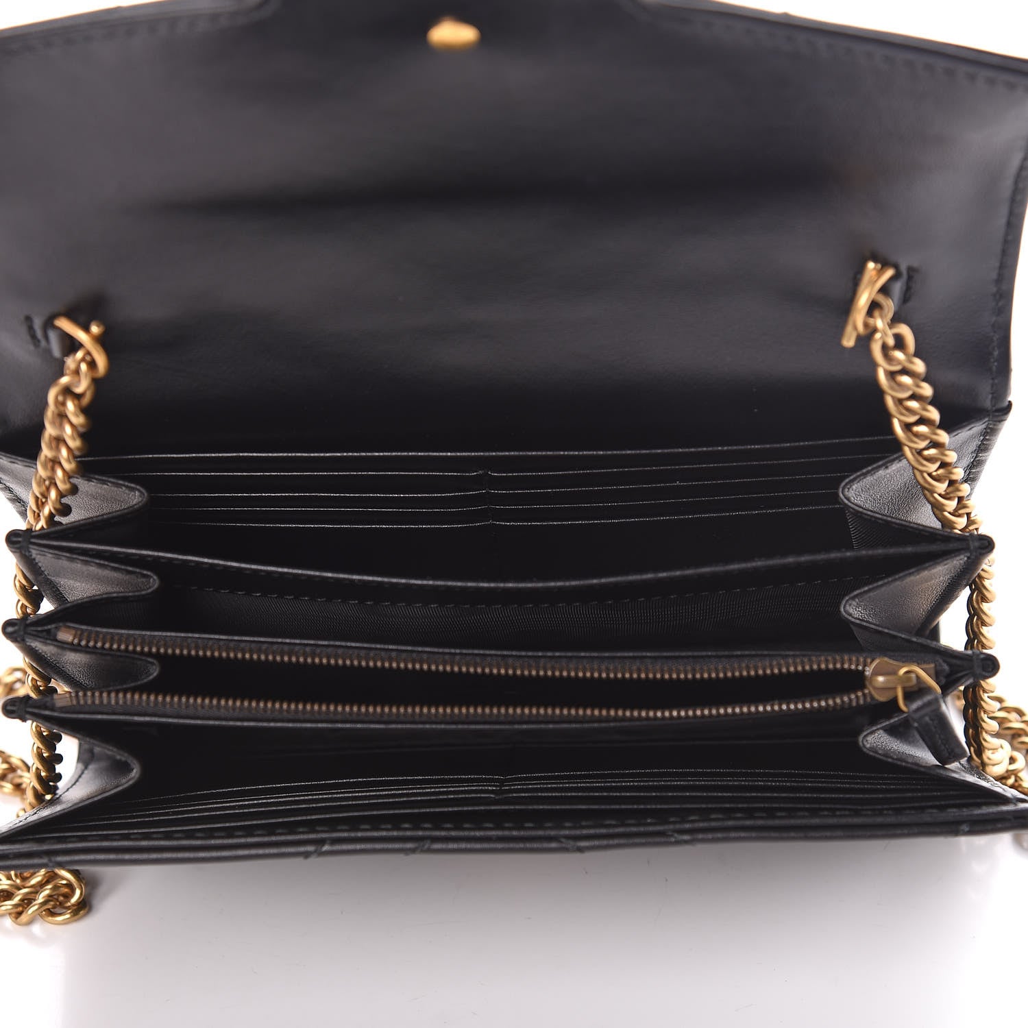 Gucci Calfskin Matelasse GG Marmont Chain Wallet Black 5 of 9