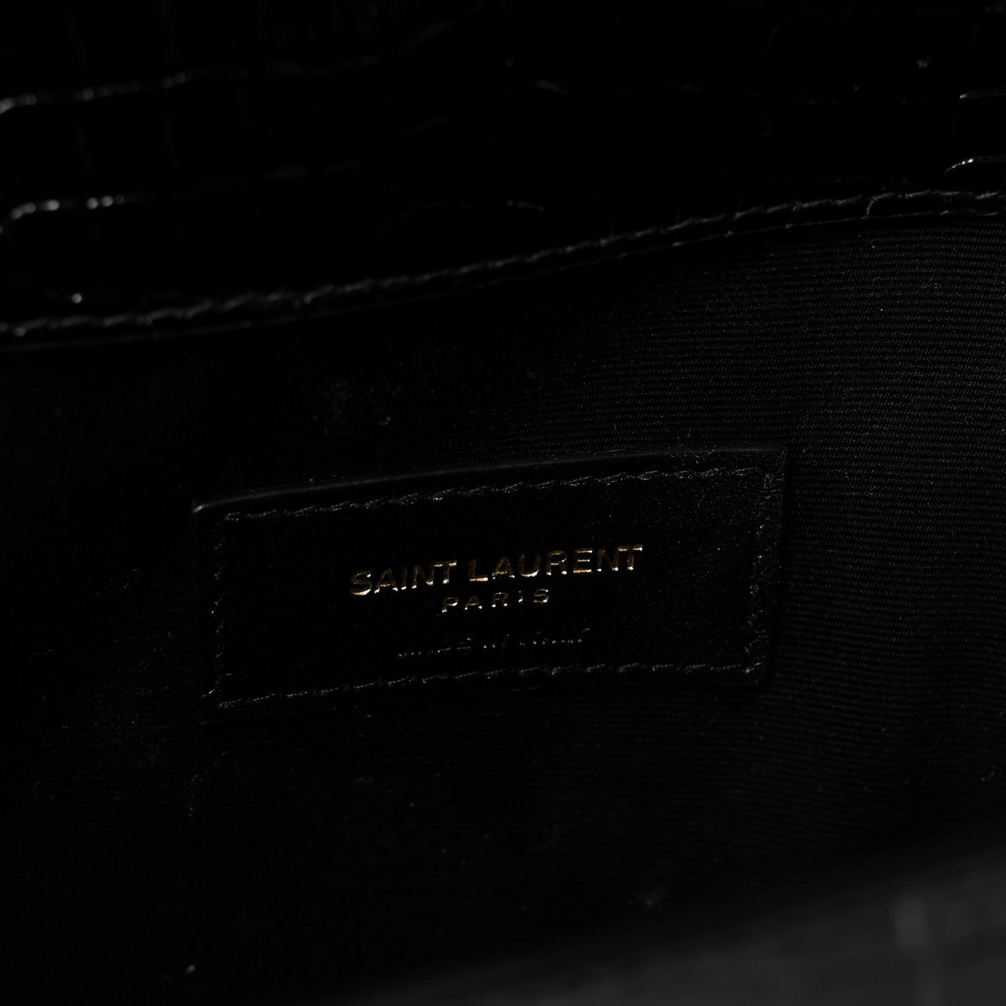 Calfskin Crocodile Embossed Uptown Monogram Pouch Black