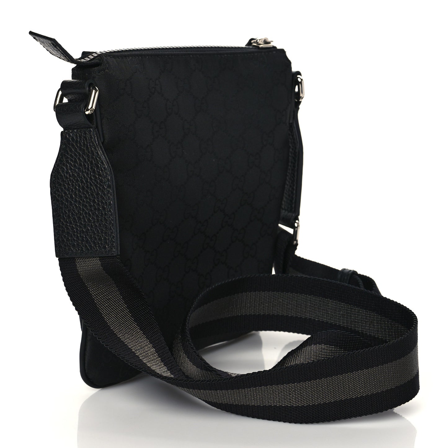 Nylon Monogram Mini Flat Messenger Bag Black