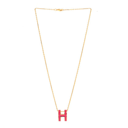 Hermes Lacquered Gold Pop H Pendant Necklace Rose Extreme 3 of 5