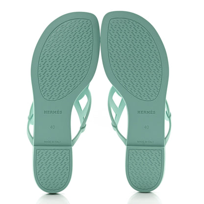 Hermes Rubber Womens Egerie Sandals 40 Vert Embrun 5 of 9