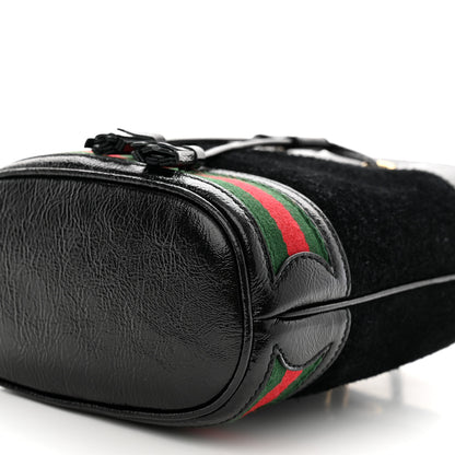 Gucci Suede Patent Web Mini Ophidia Bucket Bag Black 10 of 10