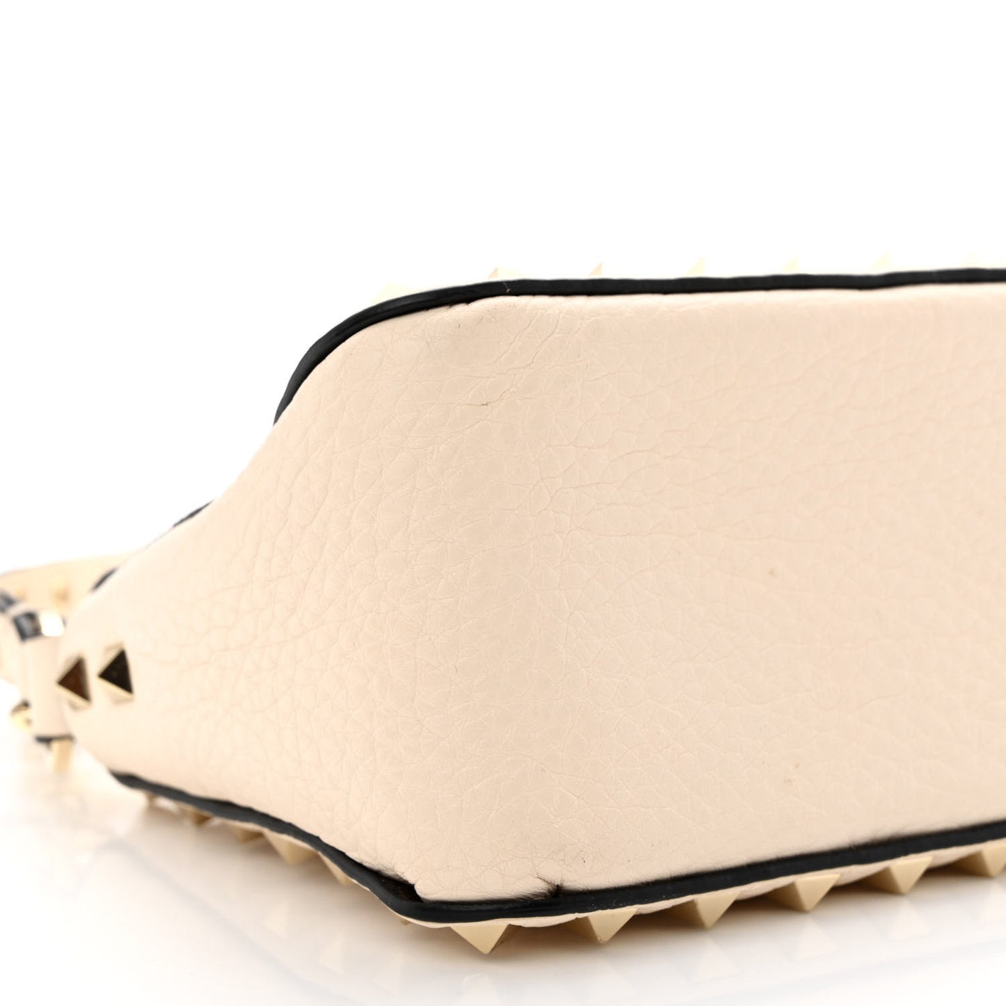 Pebbled Calfskin Small Rockstud Flip Lock Shoulder Bag Light Ivory