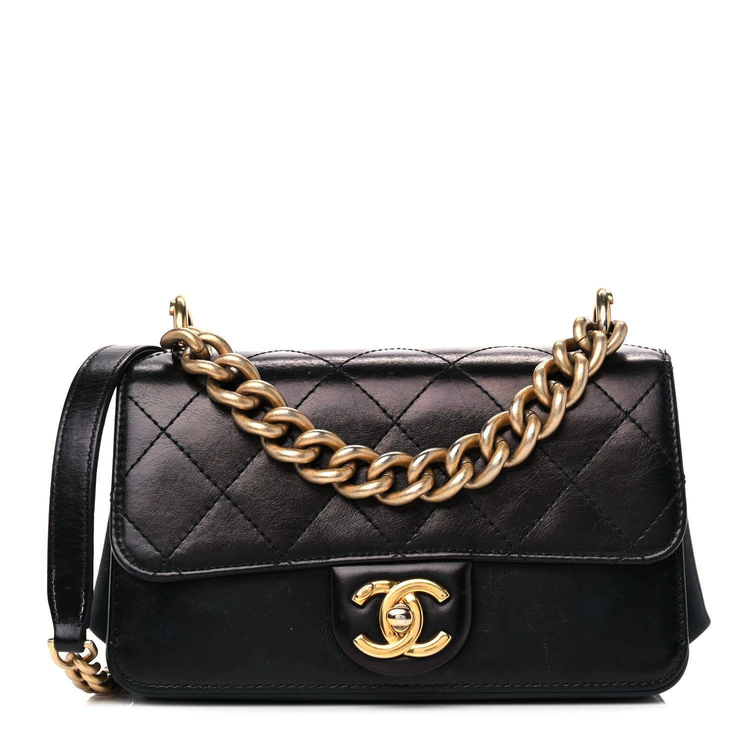 Chanel Iridescent Calfskin Quilted Small Straight Lined Flap Black 2 of 23