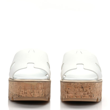 Hermes Calfskin Cork Eze 30 Sandals 39 White 2 of 9