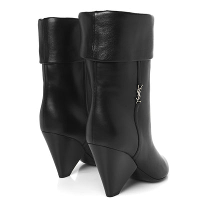 Saint Laurent Calfskin Niki 85 Wedge Booties 37.5 Black 5 of 10