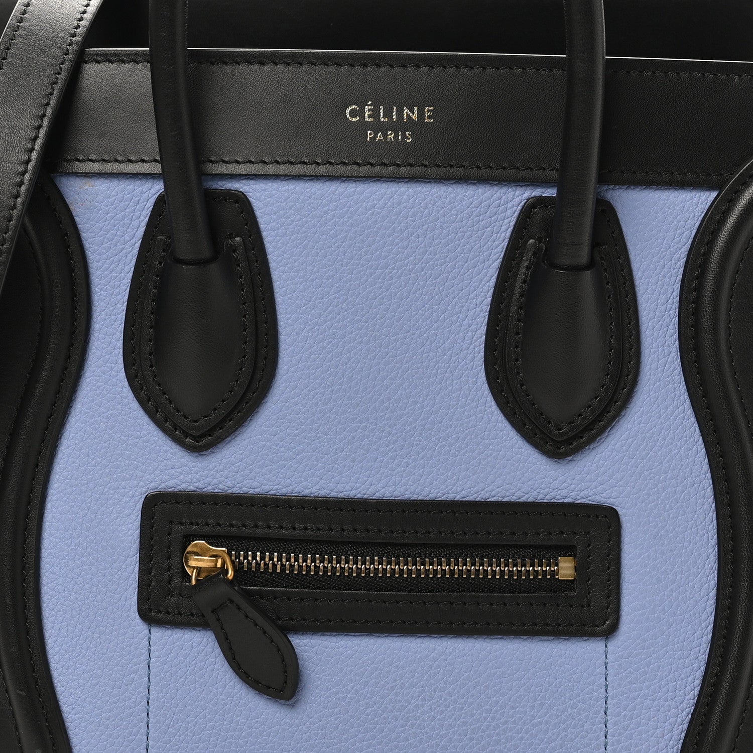 Celine Drummed Calfskin Nubuck Nano Tri-Color Luggage Stone Blue Black 7 of 10