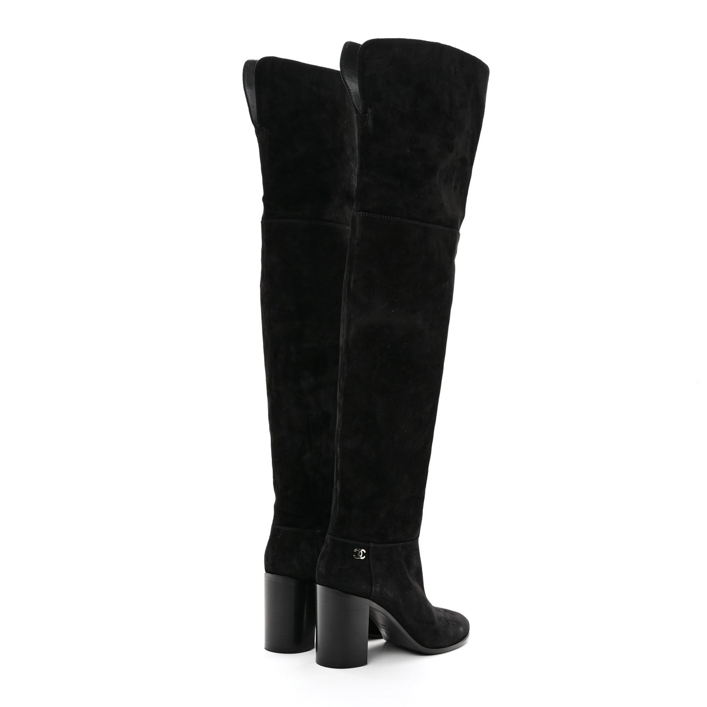Suede Calfskin CC Over The Knee Boots 39.5 Black
