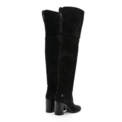 Chanel Suede Calfskin CC Over The Knee Boots 39.5 Black 4 of 8