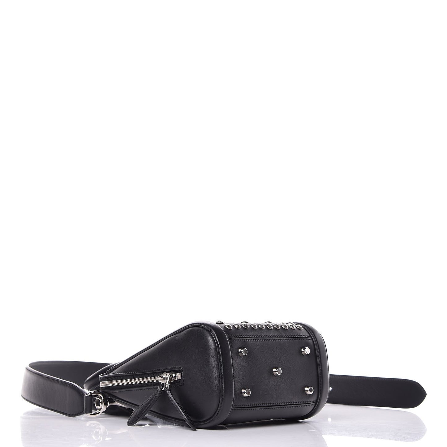 Calfskin Studded Crystal Embellished Mini Heroine Black
