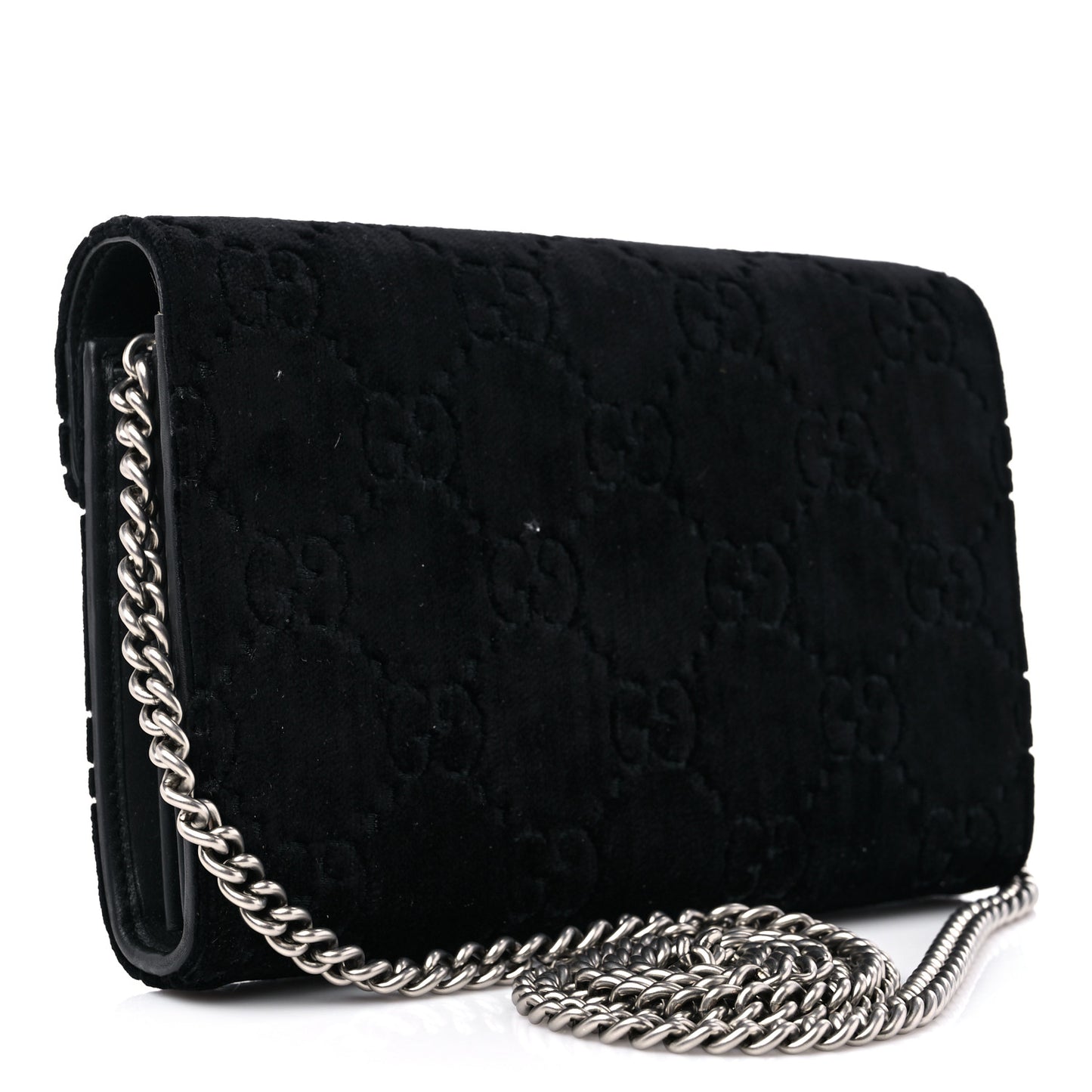 Velvet GG Monogram Mini Dionysus Chain Wallet Black