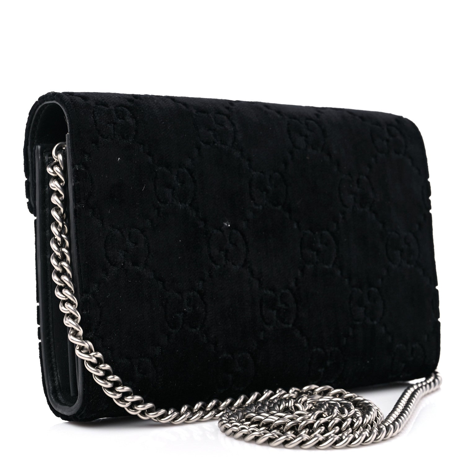 Gucci Velvet GG Monogram Mini Dionysus Chain Wallet Black 3 of 10