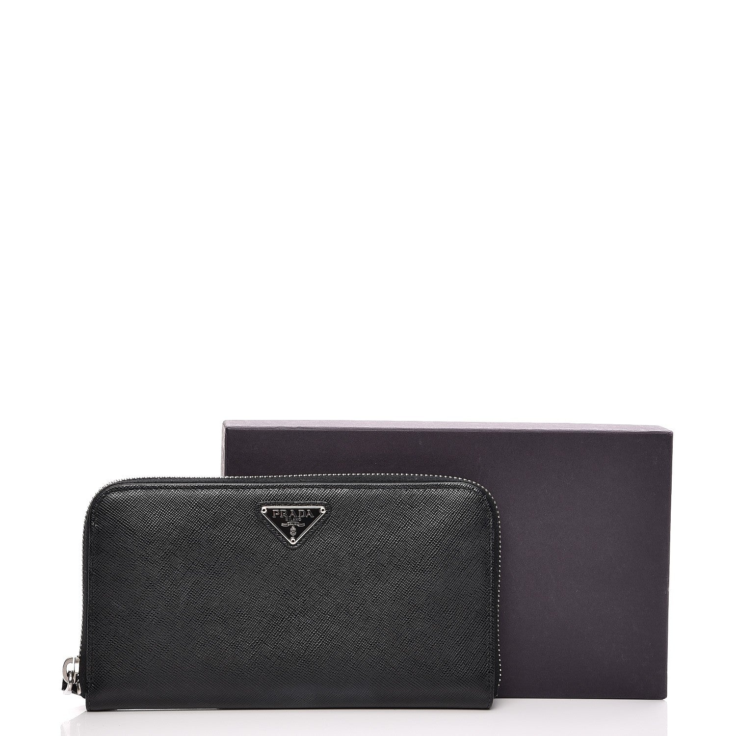 Prada Saffiano Zip Around Wallet Nero Black 9 of 9