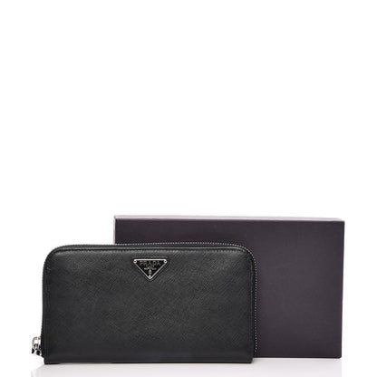 Prada Saffiano Zip Around Wallet Nero Black 9 of 9