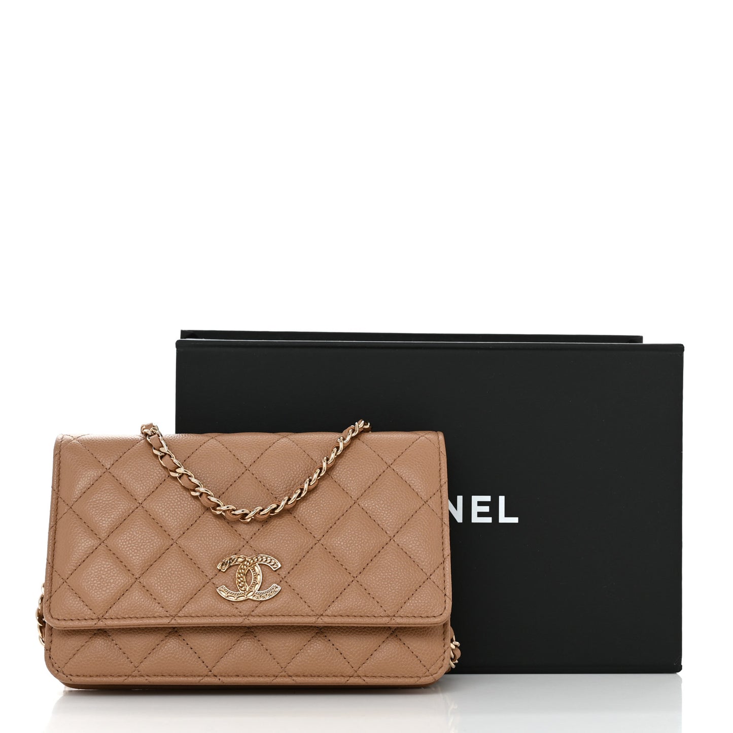 Caviar Quilted Multi Chain Wallet On Chain WOC Beige
